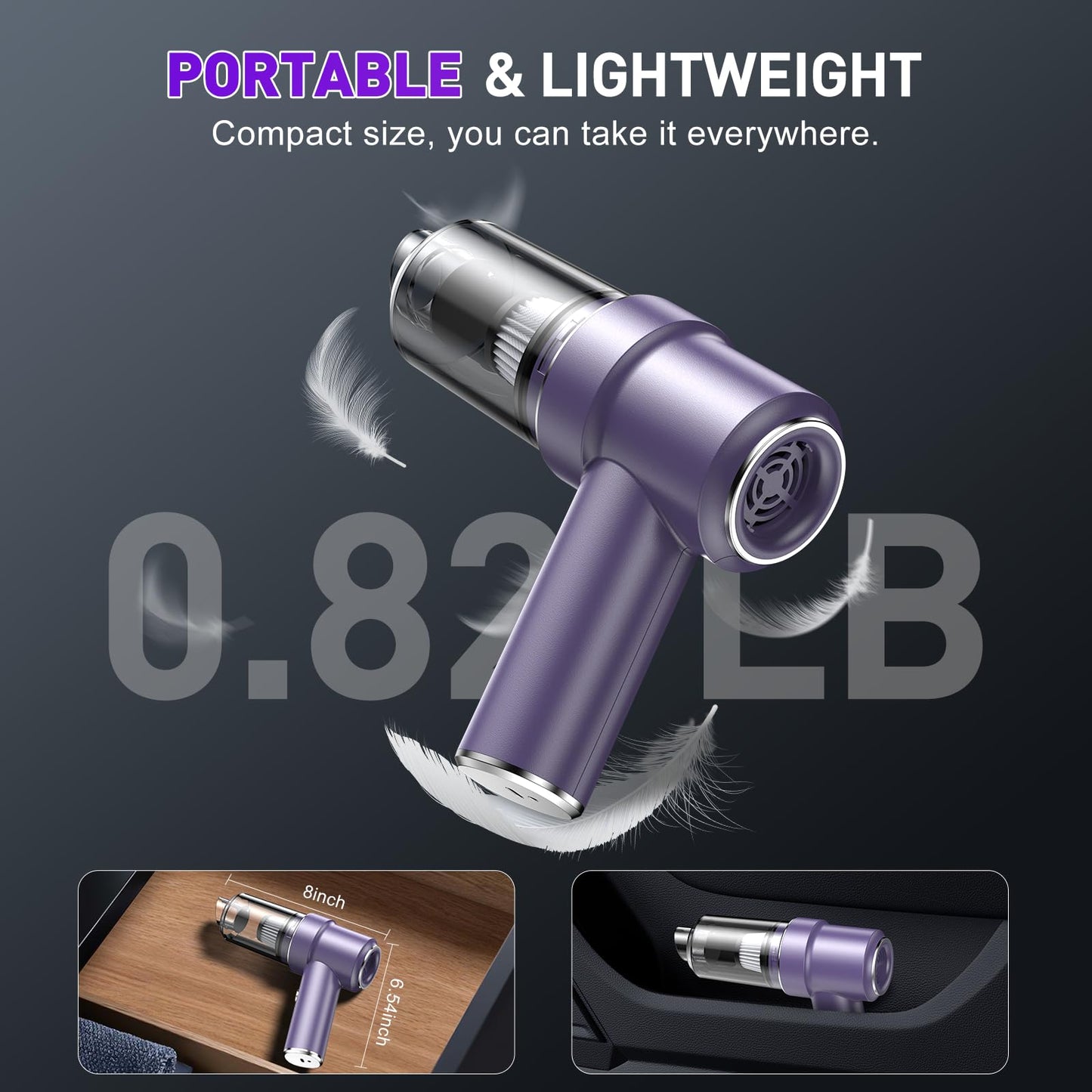 KMM Handheld Car Vacuum Cleaner, 11000PA Vacuum Cleaner & Air Duster, 120W High Power Vacuum Portable Cordless, Hand Held Vacuum Rechargeable with Multi-Nozzles & LED Light for Home, Car, Office