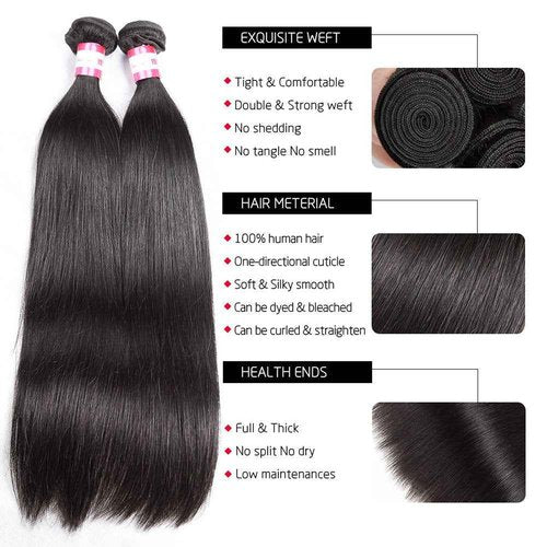 CYNOSURE Brazilian Hair 3 Bundles 9A Virgin Unprocessed Straight Human Hair 12 14 16 inches Brazilian Straight Hair…