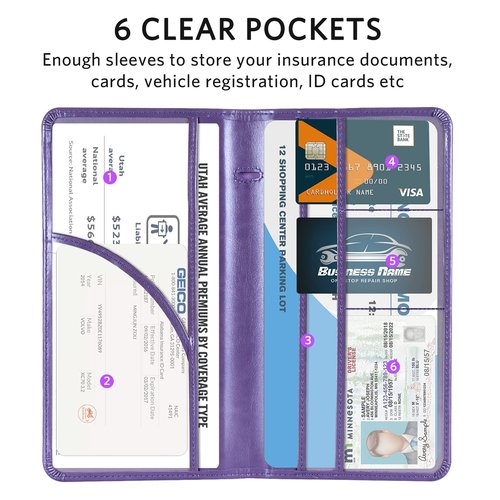 CoBak Car Registration and Insurance Holder - Vehicle Glove Box Car Organizer,Auto Truck Comparment Accessories Case with Magnetic Closure for Driver License,Cards