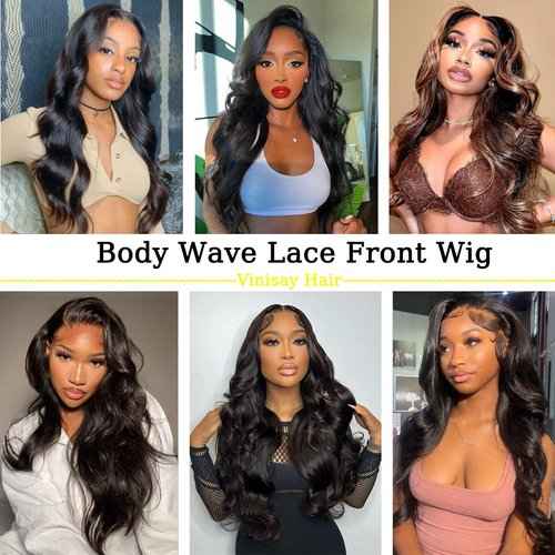 Body Wave Lace Front Wigs Human Hair 13x4 HD Transparent Lace Front Wigs for Black Women Glueless Brazilian Virgin Hair Lace Frontal Wig 180% Density Pre Plucked with Baby Hair Hairline