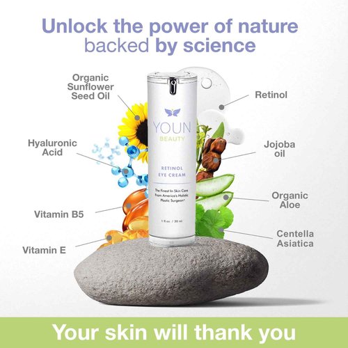 YOUN Beauty Retinol Eye Cream by Plastic Surgeon Dr. Anthony Youn | Paraben-Free Night Eye Cream with Liposomal Retinol & Hyaluronic Acid | Under Eye Cream for Hydration and Skin Firming, 1 Fl Oz