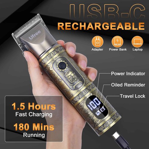 Ufree Beard Trimmer for Men with Cordless Clippers and Trimmers Set, Barber Clippers Hair Cutting Kit, Beard Grooming Kit, Gifts for Men