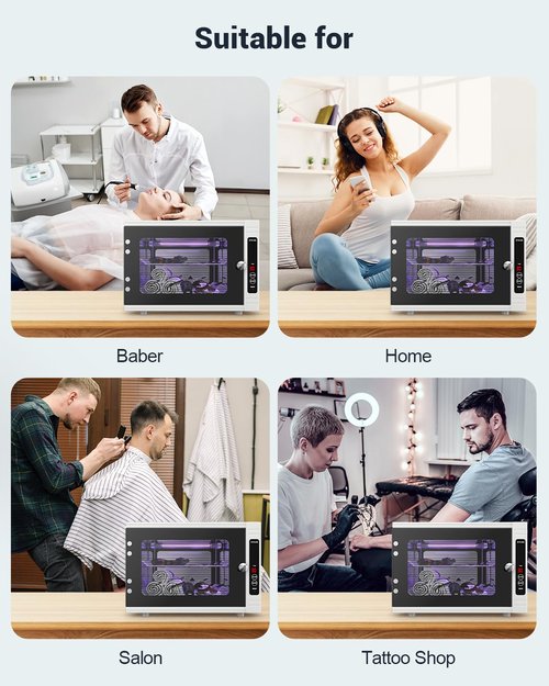 LETORS UV Light Nail Tool Cleaning Cabinet, 12L, Pro Multi-functional Box, 360° Light Coverage, Timer & Safety, for Salon, Barbershop & Home Tool Maintenance