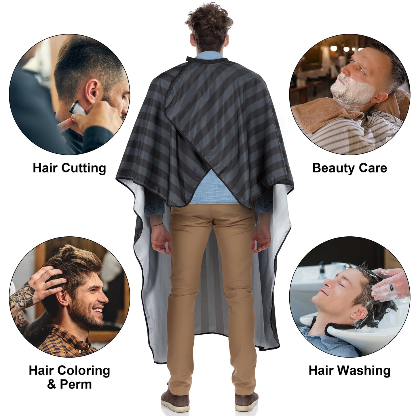 Professional Salon Cape Polyester Barber Cape Hair Cut Cape,54”x62” (Black, 8 Pack)