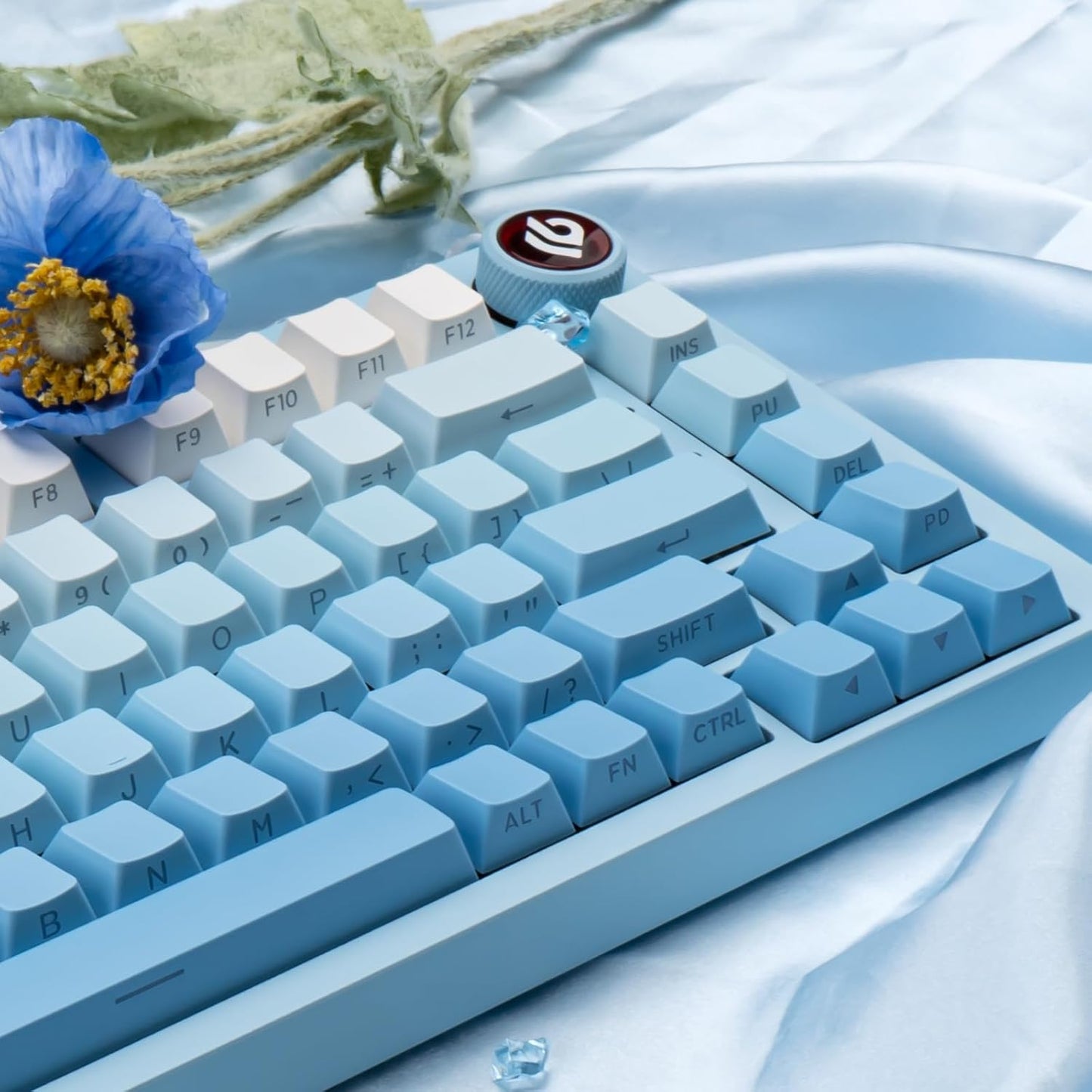 136 Keys Gradient Grey Shine Through Keycaps, Custom Double Shot PBT Keycaps, Side Print Cherry Profile Keycap Set for 61/64/68/84/87/96/98/100/104/108 ANSI/ISO Layout Mechanical Keyboard