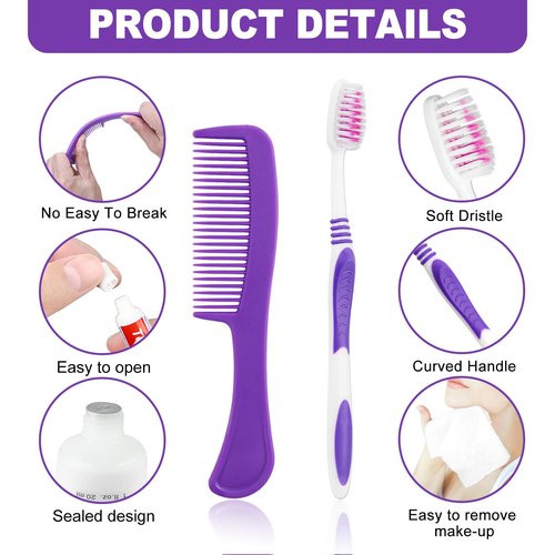 Pack of 10 Basic Toiletry Kits, Individually Packed, Personal Hygiene Kit Bulk Homeless Care Package Supplies, Travel Size Convenience Kits Suitable For Hotel, Home, Camping, Travel