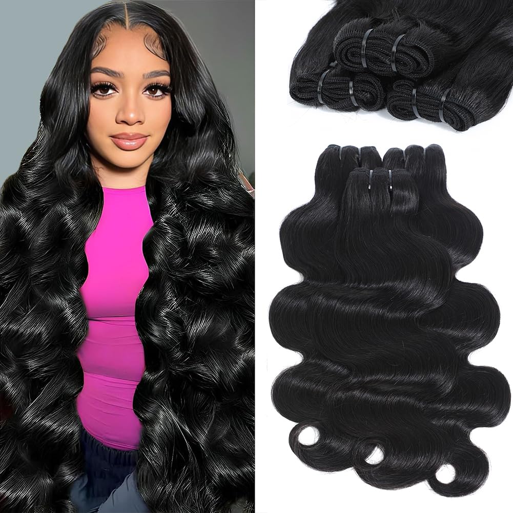 12A Body Wave Human Hair Bundles 100% Unprocessed Brazilian Virgin Human Hair 20 22 24 Inch 3 Bundles Double Weft Weave Natural Color Hair Extensions