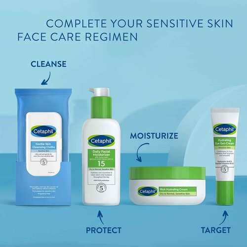 Cetaphil Face and Body Wipes, Gentle Skin Cleansing Cloths, 10 Count, Pack of 12, for Dry, Sensitive Skin, Flip Top Closure, Great for the Gym, Travel, in the Car, Hypoallergenic, Fragrance Free