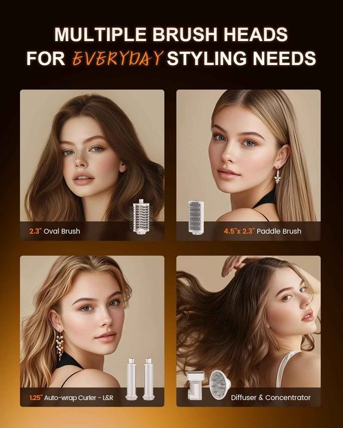 PRITECH Professional 7-in-1 AirWrap Hair Styler & Blow Dryer Brush | 110,000 RPM High-Speed, 500M Ionic Care, Auto Curling & Volumizing | 7 Attachments + Gift Box (Ideal for Women, Wives, Moms)