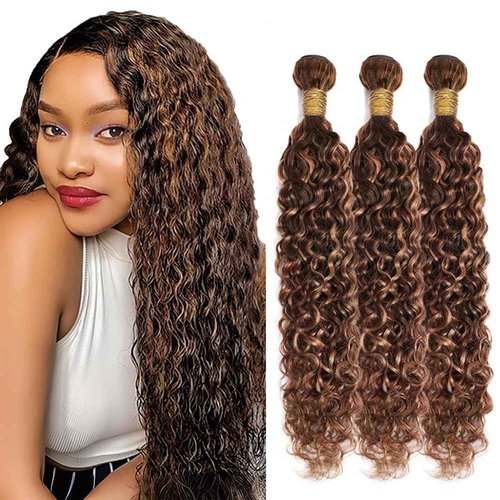Freiuoke 26 28 30 Inch P4 30 Human Hair Bundles Highlight Water Wave Bundle 4/30 Water Wave 3 Bundles Brazilian Virgin Hair Extensions