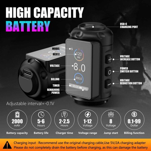 Kiss Of Dragon 'TRAVELER-T2' Cordless Tattoo Machine Adjustable Pen Strokes with 42mm Grip Pen Extra Professional 2000mAh Battery