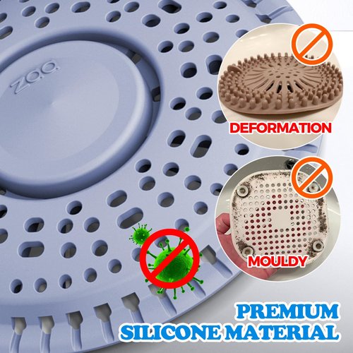 zaa Shower Drain Hair Catcher, Upgraded 2Pack Premium Silicone Drain Protector & Shower Drain Cover for Regular Floor Drains of Shower Room, Bathroom, Blue