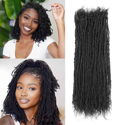 8-12 Inch Sister locs Human Hair Handmade Interlock Locs Curly Tips Sister Locs Real Human Hair Microlocs Extensions Permanent Dreadlock Extensions Natural Soft Looking (0.1cm,10 Inch-60 Strands)