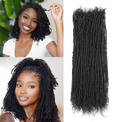 8-12 Inch Sister locs Human Hair Handmade Interlock Locs Curly Tips Sister Locs Real Human Hair Microlocs Extensions Permanent Dreadlock Extensions Natural Soft Looking (0.1cm,10 Inch-40 Strands)