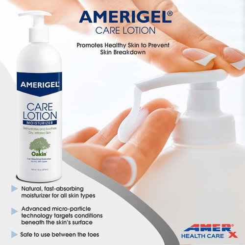 AMERIGEL Care Lotion Bundle - Hypoallergenic Moisturizer (6 oz.) Rehydrates & Soothes Dry Skin - Care Lotion for Diabetic Skin Care (16 oz.) Soothes Irritated Skin