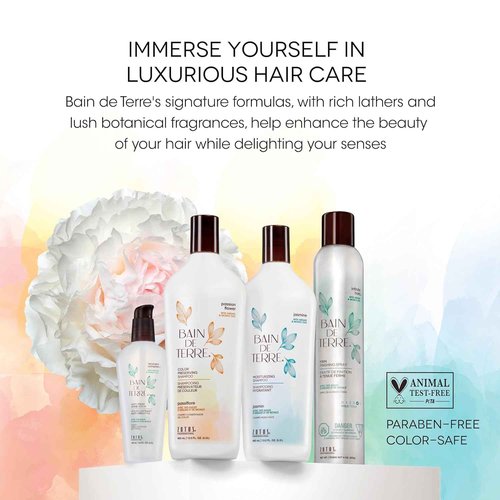 Bain de Terre Long & Healthy Shampoo and Conditioner Set & Shine Serum | Sweet Almond Oil | Fortifies & Strengthens Long, Growing Hair | Paraben Free | Color-Safe | 33.8 Fl Oz