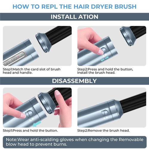 Hair Dryer Brush, Blow Dryer Brush with Attachments,110000 RPM Curly Twist 6 in 1 Air Style, Professional Ionic Hair Styling Tool, Left & Right Air Curler, Volumizer