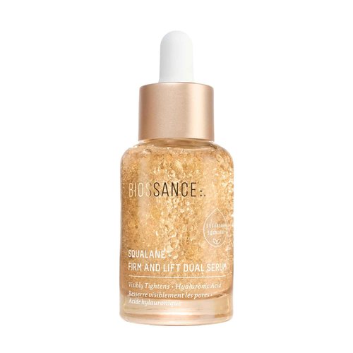 Biossance Squalane + Firm & Lift Dual Serum – Face Serum for Maturing Skin – Lifts & Hydrates – Reduces Wrinkles – Hyaluronic Acid, Squalane, Ectoin, Gravetye Giant & Bisabolol – 30ml