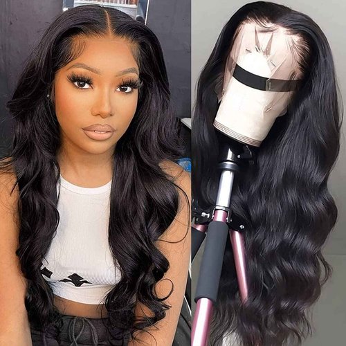 Body Wave Lace Front Wigs Human Hair Wide Lace 180 Density Human Hair Wigs 13x4 Human Hair Lace Front Wigs Pre Plucked 22 Inches Natural Color