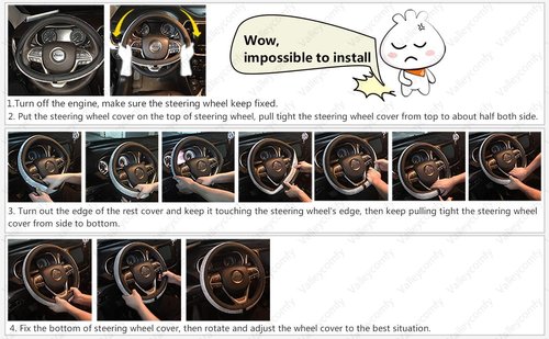 Valleycomfy Steering Wheel Cover with Microfiber Leather for Car Truck SUV 15 inch (Blue)