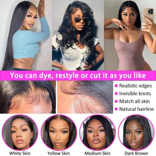 SOPSFR 4x4 Straight Lace Front Wigs Human Hair for Women HD Transparent Closure Wigs Human Hair 180% Density glueless wigs human hair pre plucked 20inch