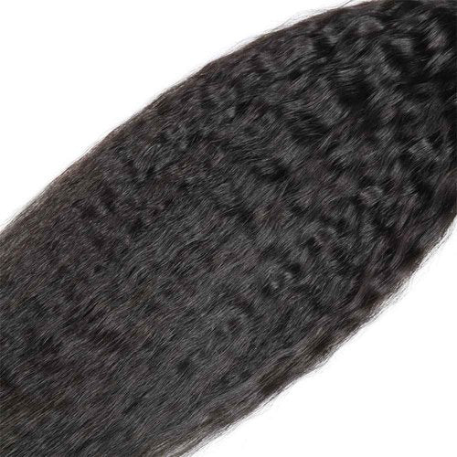 Yaki Straight Bundle Natural Black Human Hair 3 Bundles Kinky Straight Brazilian Unprocessed Virgin Hair Extensions Double Weft Bundle For Women 26 28 30 Inch