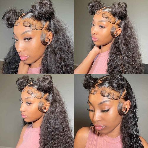 BWDWST Deep Wave Lace Front Wig Human Hair 13x6 HD Lace Front Wigs Human Hair Pre Plucked 200 Density Deep Curly Human Hair Wigs with Baby Hair 20 Inch