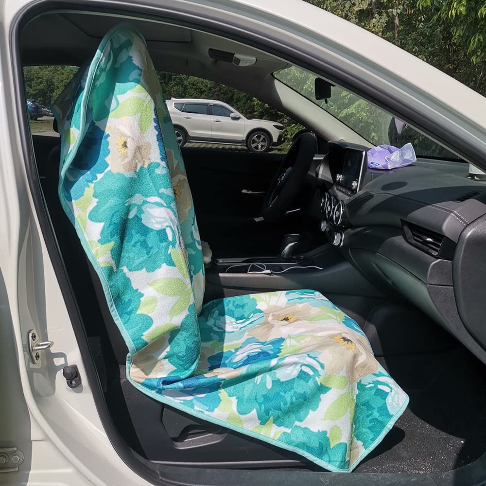 LoyaGour Car Seat Cover Protector Front Seats,for Gym Workout,Running,Swimming,Beach and Hiking,Waterproof Sweat Towel Bucket Seat Covers for Cars SUV Trucks (Chrysanthemum, 1Pcs)