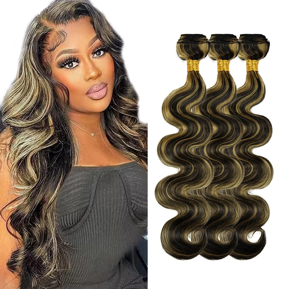 Honey Blonde Bundles Human Hair Highlight Body Wave Bundles 18 20 22 Inch Niegmeag Virgin Soft and Skily Remy P1b27 Human Hair Bundle