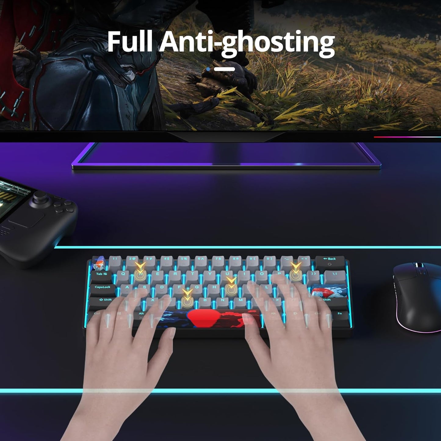 60 Percent Gaming Keyboard 61 Keys Wired Mechanical Keyboard Ultra Compact Key Board Red Switch LED Backlit for Windows Laptop Gamer