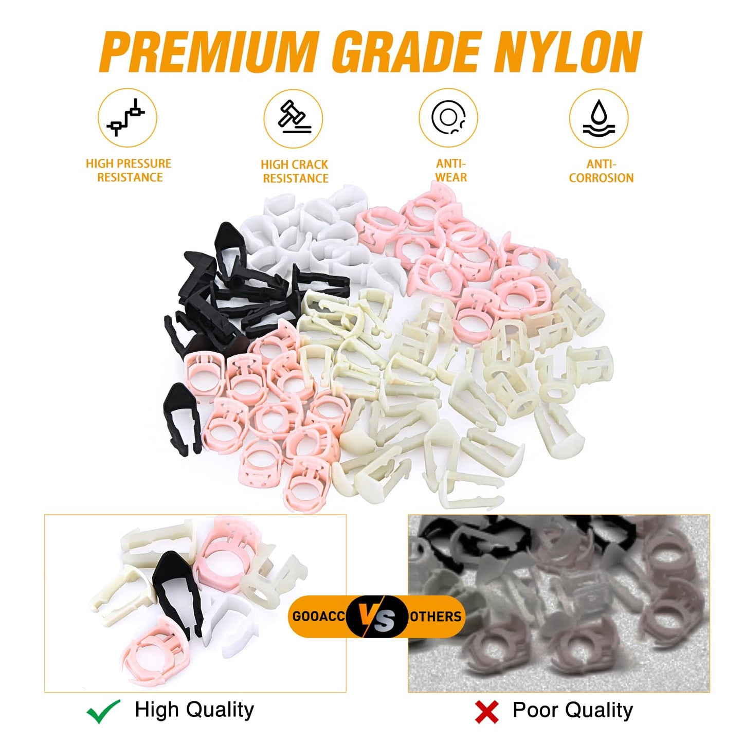 GOOACC 70Pcs Fuel Line Retaining Clips Assortment Kit 3/8" 5/16" Fuel Line Hose Pipe Retainer Clip Compatible with Ford GM