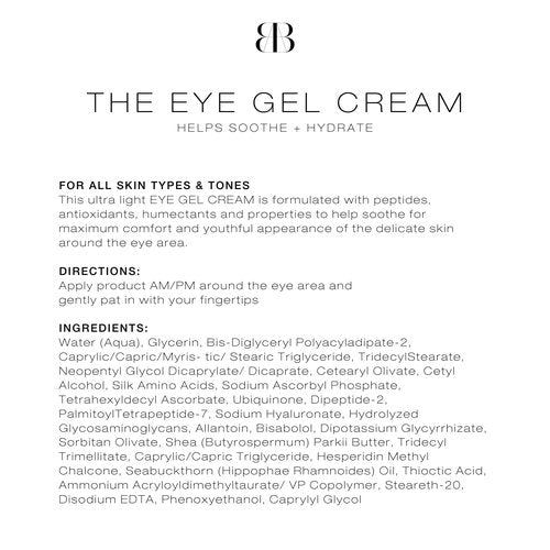 Biba De Sousa, The Eye Gel Cream- Anti-Aging Formula for Wrinkles and Puffiness - Hydrating, Firming & Rejuvenating Eye Treatment (0.5 oz)