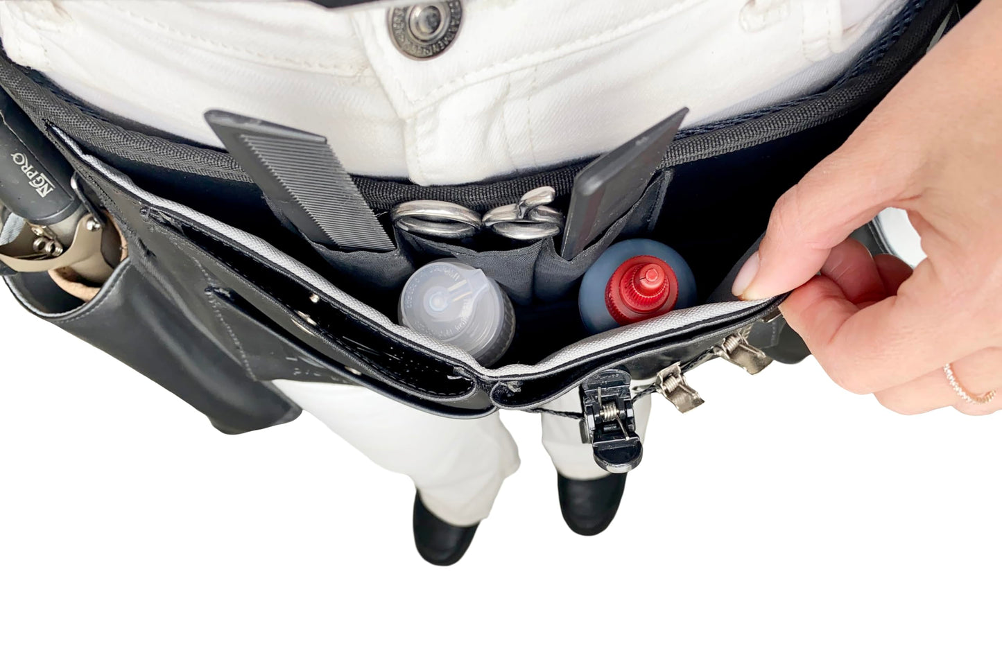 Professional Hair Stylist & Hairdresser Working Belt: Efficient Tool Organization & Workflow Enhancement with Thermal Pocket for Curling Irons Hair Dryers, & Hairspray - Ideal for On-The-Go Stylists