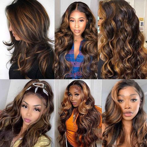 Hydtxc Body Wave Human Hair Bundles 12 14 16 Inch P4/30 Bundles Human Hair Chocolate Dark Brown Raw Unprocessed Brazilian Virgin Quick Weave Double Drawn for Black Women