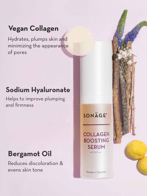 Sonage Collagen Boosting Serum: Vegan Anti-Aging Face Serum | Plumps, Smooths, Minimizes Pores, Wrinkles (30 ml)
