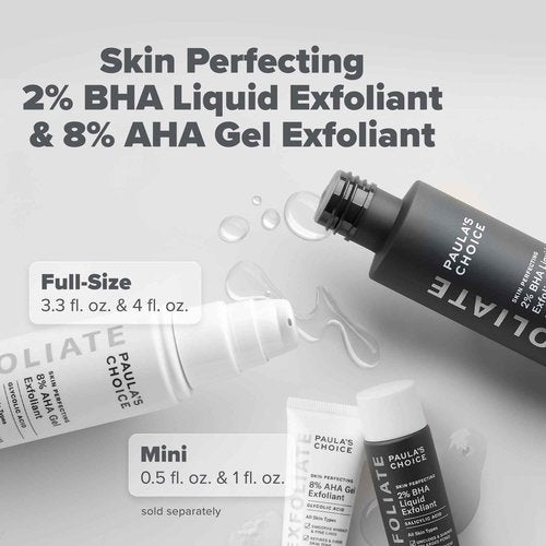 Paula's Choice SKIN PERFECTING 8% AHA Gel Exfoliant & 2% BHA Liquid Duo - Facial Exfoliants for Blackheads, Enlarged Pores, Wrinkles, and Fine Lines w/Glycolic and Salicylic Acid