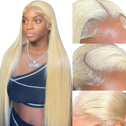 DUGPOB 24 Inch 613 13x6 Lace Front Wig Human Hair Blonde Wigs Straight Hair 613 HD Lace Wig 13x6 Pre Plucked Human Hair Wigs Brazilian Straight Blonde Glueless Lace Front Wigs