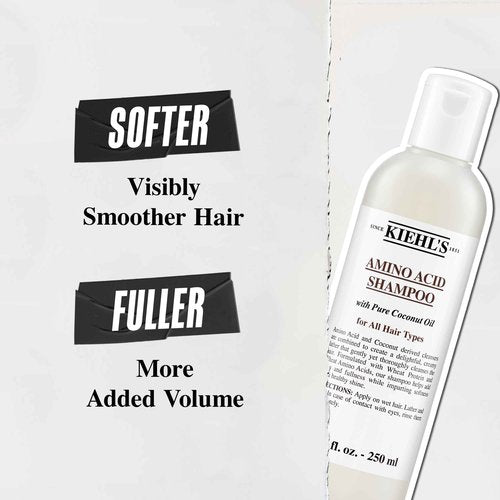 Kiehl's Amino Acid Shampoo, with Amino Acids and Coconut Oil to Clarify and Cleanse, Helps Strengthen Hair, Prevent Breakage, Suitable for All Hair Types, Paraben-Free - 33.8 fl oz /1 Liter Pump