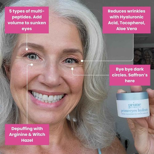 PRIME PROMETICS PrimeEyes Hydrate Under Eye Cream for Mature Women – Hydrating Eye Cream for Dark Circles and Wrinkle Repair – Soft, Glowing & Healthy Under Eyes