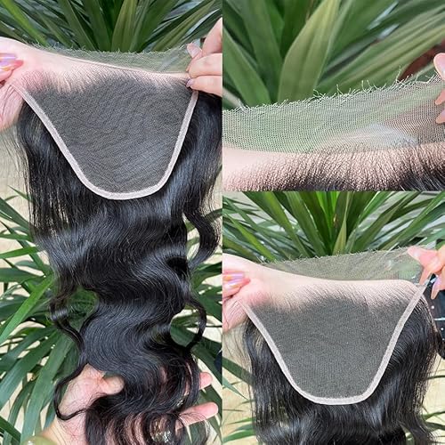 Venice Hair Real HD Lace Closure only 0.10mm Ultra-thin Invisible Crystal HD Lace Pre Plucked with Baby Hair Straight Human Hair Lace Frontal Closure (7x5 HD Body, 18 Inch)