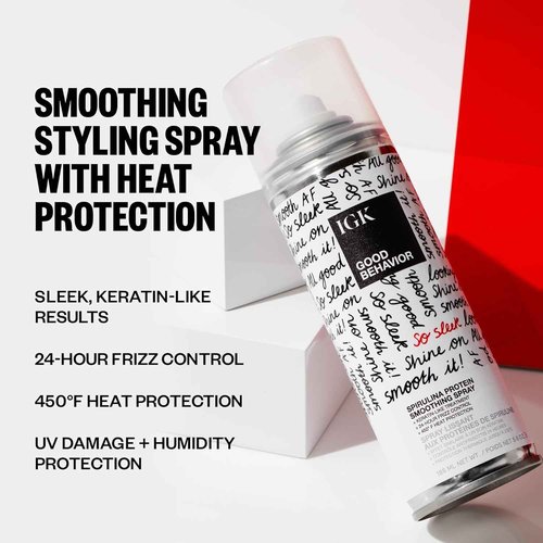 IGK GOOD BEHAVIOR Spirulina Protein Smoothing Spray + Anti-Frizz Smoothing Blowout Balm | Keratin Like Treatment + Frizz Control + Heat Protectant | Vegan + Cruelty Free