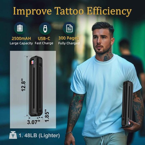 Bagana Tattoo Stencil Printer, M500 Wireless Bluetooth Thermal Portable Tattoo Printer Machine Kit with 10pcs Transfer Paper Compatible with Phones, Tablets & PC