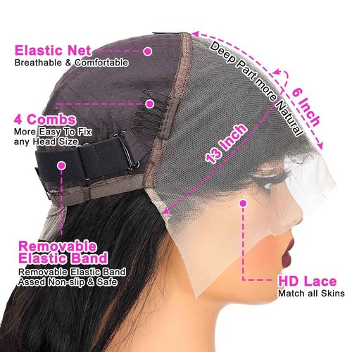 KINNIS13x6 Body Wave Lace Front Wigs Human Hair Pre Plucked Glueless Wigs Human Hair 200% Density HD Transparent Lace Frontal Wigs Human Hair for Black Women Body Wave Wig 20 Inch