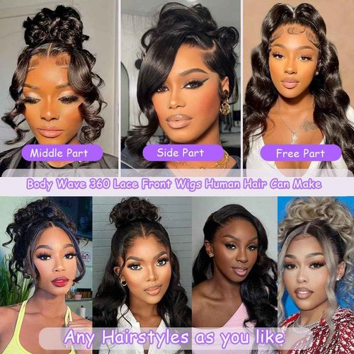 daparo 360 Body Wave Lace Front Wigs Human Hair Drawstring HD Lace Front Wigs Human Hair 180 Density Hidden Strap Glueless Full Lace Frontal Wig for Women 24 Inch