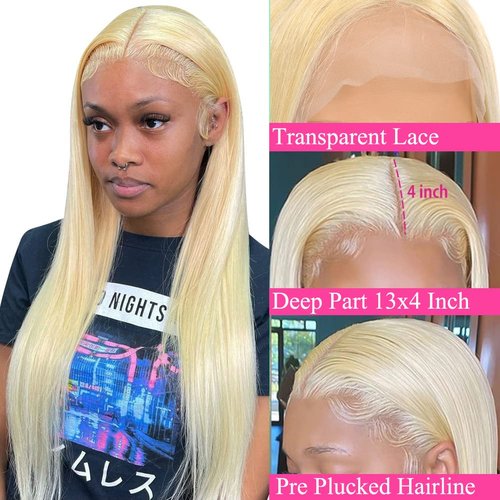DACHIC 200% Density 613 Blonde Wig, 100% Human Hair, [2-year life], 24 Inch 13x4 HD Straight Lace Front Wigs Human Hair Pre Plucked for Women with Baby Hair, Free Part