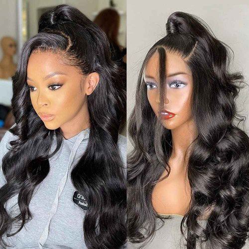 YACHEP Body Wave 13x4 Lace Front Wigs Human Hair Pre Plucked HD Lace Frontal Wigs Human Hair Wavy Wigs for Black Women 150 Density 20 Inches