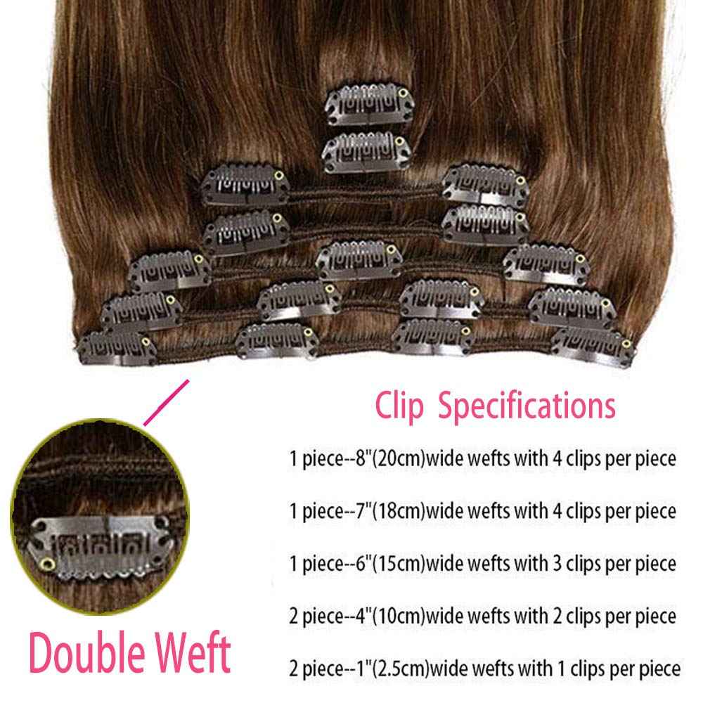 HUAYI Natural Color Jet Black 120g 7Pcs Clip In Hair Extensions Human Hair Soft Silky Thick End Tangle Free Full Head Hair Extensions Balayage Hair (1#16'')