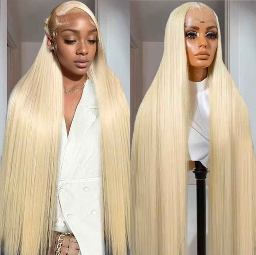 SIYUSI 30Inch 613 Lace Front Wig Human Hair,5x5 HD Transparent Lace, 200% Density Straight Brazilian Blonde Wig, Pre-Plucked with Baby Hair