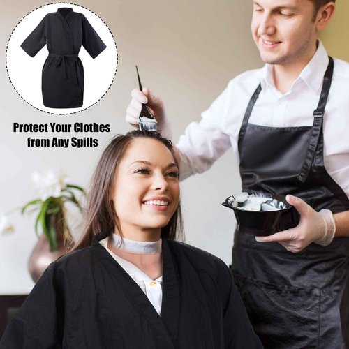 Pasimy 10 Pieces Salon Client Gown Hair Salon Smocks Capes Haircut Cape Salon Robes for Client Barber Apron Cover for Stylist(No Pocket Black)