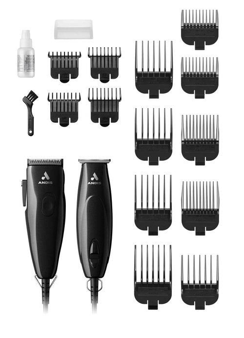 Andis 24810 Professional PivotPro and SpeedMaster Hair Clipper and Beard Trimmer PivotMotor Set, Black